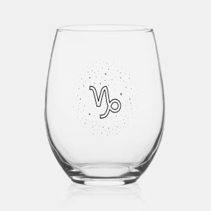 Minimalist Capricorn Zodiac Stemless Wine Glass