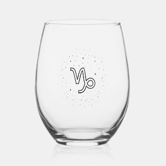 Minimalist Capricorn Zodiac Stemless Wine Glass