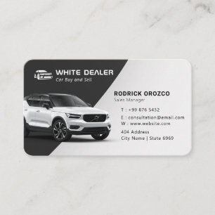 Minimalist Car Dealer Black White Business Card