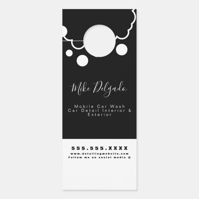 Minimalist Car Wash Mobile Detail Interior Logo Door Hanger (Front)