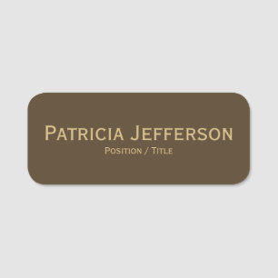 Minimalist Carafe Brown & Gold Elegant Fashionable Name Tag