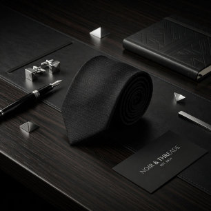 Minimalist Carbon Black Micro-Grid Geometric Tie