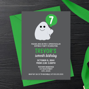 Minimalist Cartoon Ghost Birthday Party Invitation