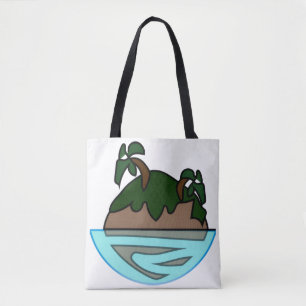 Minimalist Cartoon Tropical Island in the Ocean G Tote Bag
