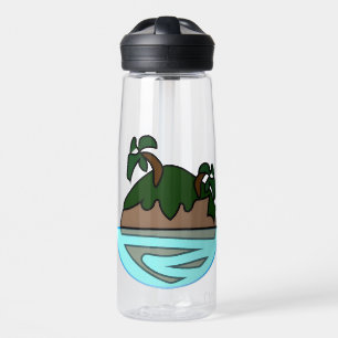 Minimalist Cartoon Tropical Island in the Ocean G Water Bottle