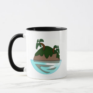 Minimalist Cartoon Tropical Island in the Ocean Gr Mug