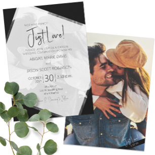 Minimalist Casual Black and White Wedding Photo Invitation
