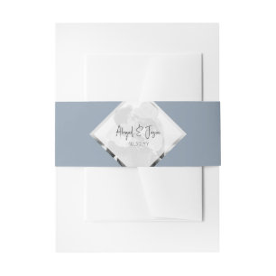 Minimalist Casual Dusty Blue Wedding Photo Invitation Belly Band