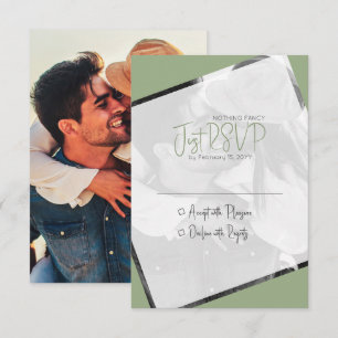 Minimalist Casual Sage Green Wedding RSVP Card