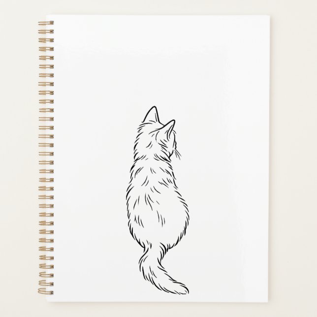 Minimalist Cat Back View Line Art Daily Planners (Front)