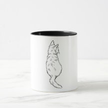 Minimalist Cat Back View Line Art