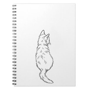 Minimalist Cat Back View Line Art Notebook