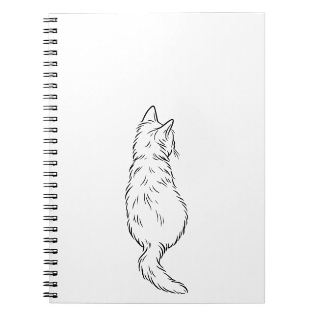 Minimalist Cat Back View Line Art Notebook (Front)