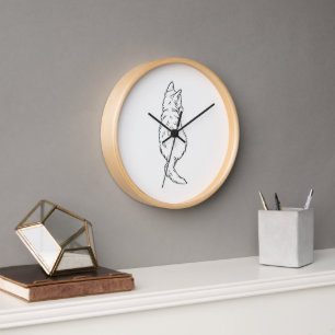 Minimalist Cat Back View Line Art Wall Clock