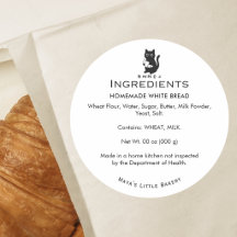 Minimalist Cat Croissant Bakery Ingredient List