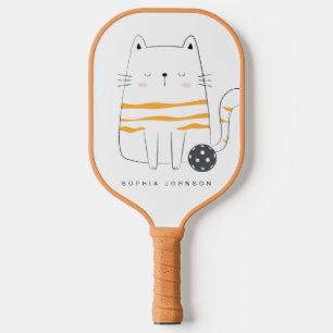 Minimalist Cat, Custom Name Pickleball Paddle