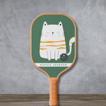 Minimalist Cat, Custom Name Pickleball Paddle