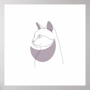 Minimalist Cat Essence Line Art Poster