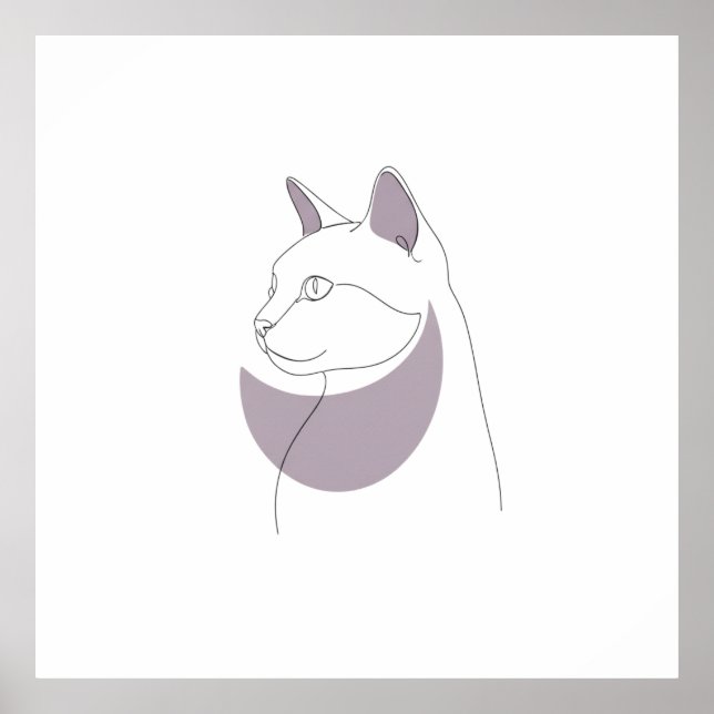 Minimalist Cat Essence Line Art Poster (Front)