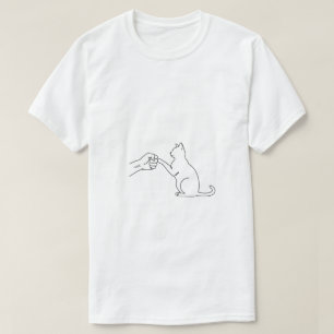 Minimalist Cat Fist Bump Line Art Men’s T-Shirt