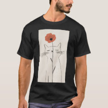 Minimalist Cat Flower Shirt Cute Cat Lover Gift fo