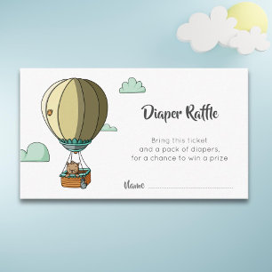 Minimalist Cat in Hot Air Balloon Diaper Raffle Enclosure Card