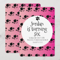 Minimalist Cat Kitten Pet Paws Pink Birthday Party