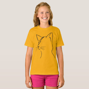 Minimalist Cat Lightning Bolt Line Art Modern Simp T-Shirt