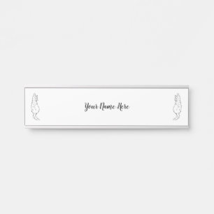 Minimalist Cat Line Art   Custom Name Plate