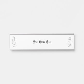 Minimalist Cat Line Art | Custom Name Plate