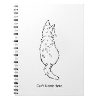 Minimalist Cat Line Art Personalized Name Notebook