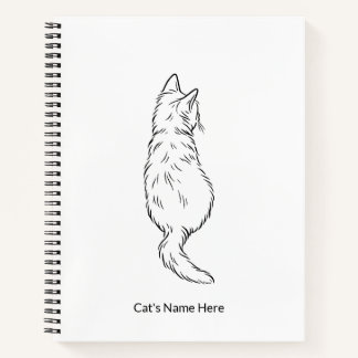 Minimalist Cat Line Art Personalized Name Notebook