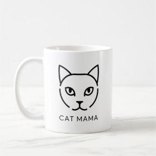 Minimalist "CAT MAMA" Mug Cute Modern Cat Face