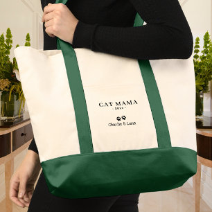 Minimalist Cat Mama Personalised Cat Name Tote Bag