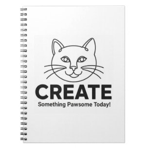 Minimalist Cat "Pawsome" Inspiration Notebook