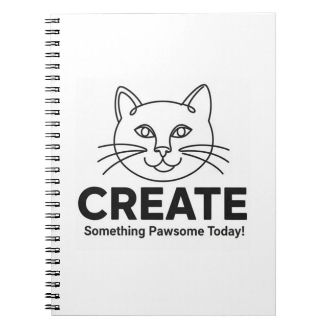 Minimalist Cat "Pawsome" Inspiration  Notebook (Front)