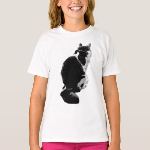 Minimalist Cat Silhouette Ink Art T-Shirt