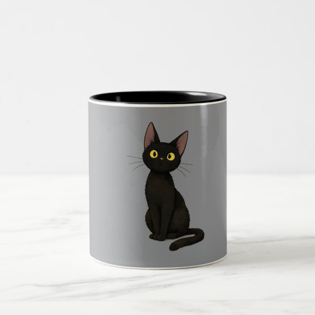 Minimalist Cat Two-Tone Coffee Mug (Center)