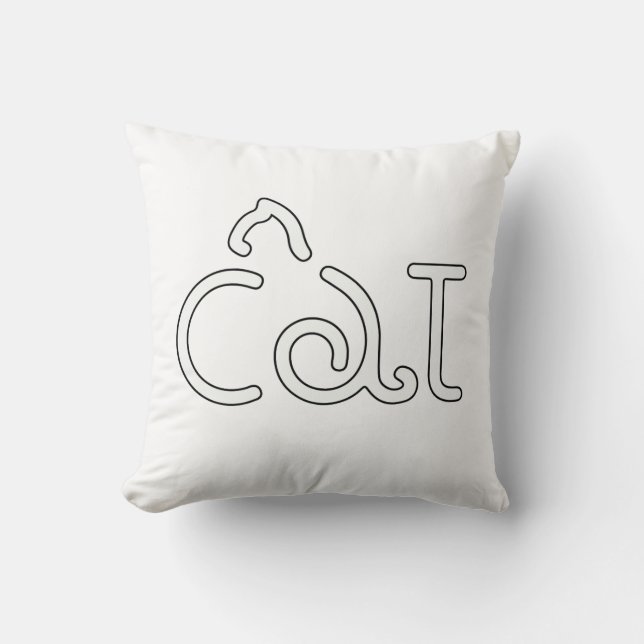 Minimalist Cat Typography Design – Modern Line Art Cushion (Front)