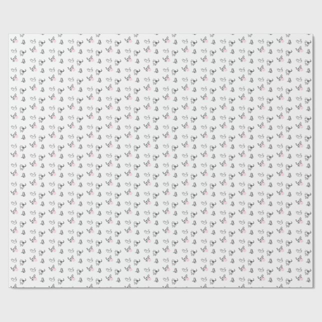 Minimalist Cat & Yarn Hand-Drawn Wrapping Paper (Flat)