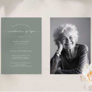 Minimalist Celebration of Life Funeral Photo Invitation