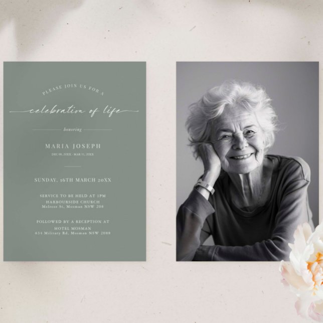 Minimalist Celebration of Life Funeral Photo Invitation (Creator Uploaded)