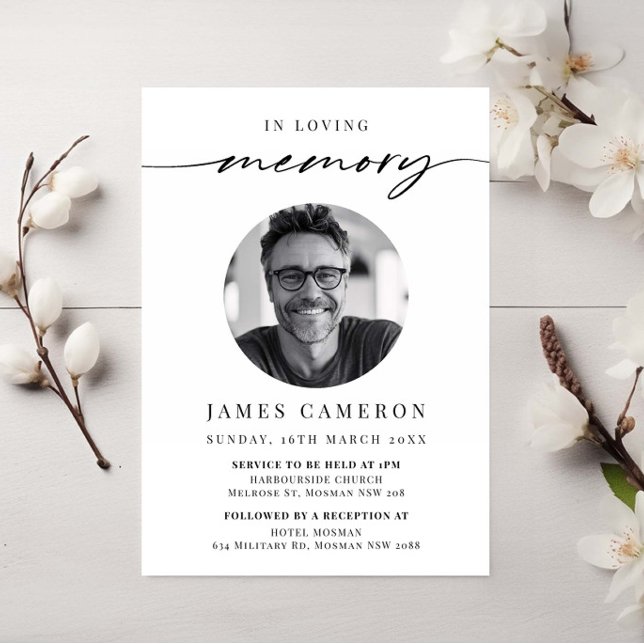 Minimalist Celebration of Life Funeral Photo Invitation (Creator Uploaded)