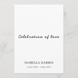 Minimalist Celebration of Life Service Design Programme