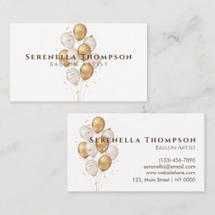 Minimalist Celebration Stylish Balloon Gold White  Business Card