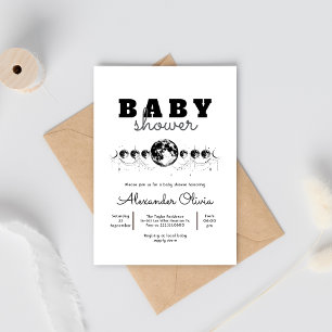 Minimalist Celestial and Mystical Moon Baby Shower Invitation
