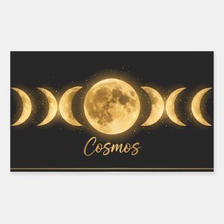 Minimalist Celestial Moon Phases Rectangular Sticker
