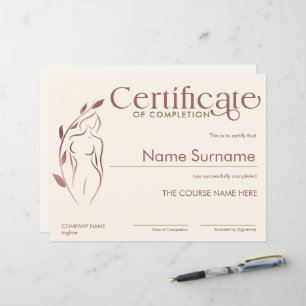 Minimalist Certificate of Completion Body Sculptin