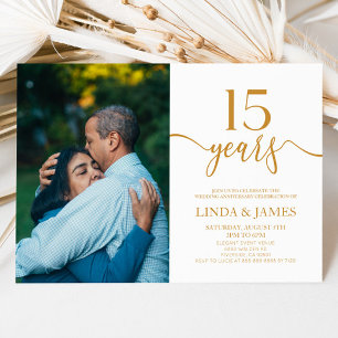 Minimalist Champagne 15th Wedding Anniversary Invitation