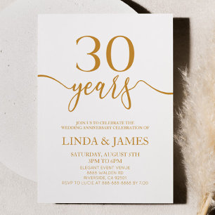Minimalist Champagne 30th Wedding Anniversary Invitation
